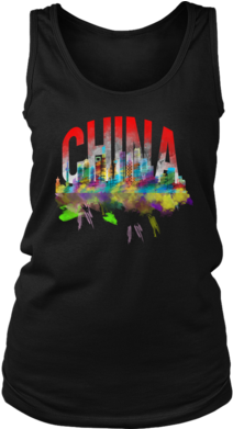 China Skyline Watercolor Horizon Sunset Love Everything - T-shirt (390x390), Png Download