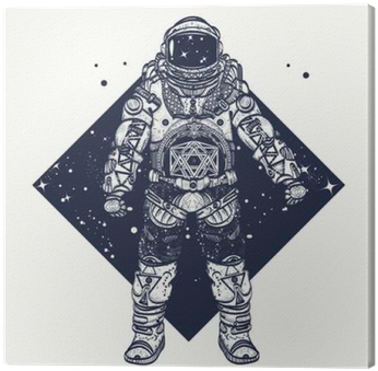 Cosmonaut In Deep Space Triangular Style Canvas Print - Tattoo Triangular (400x400), Png Download