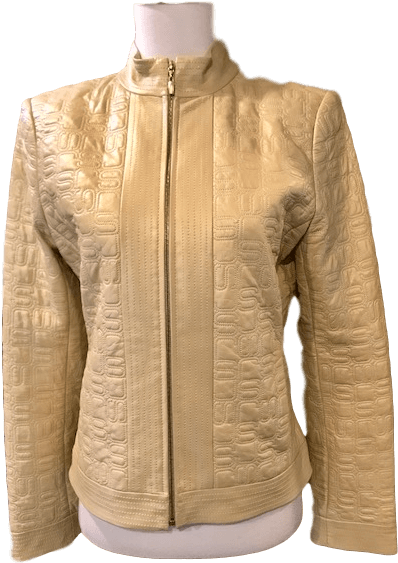 John Collection Light Gold Leather Moto Jacket Lined - Clothing (480x640), Png Download