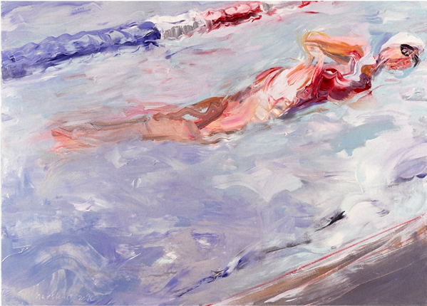 Swimmer 15 50″ X 68″, Oil / Canvas - Oil (800x800), Png Download
