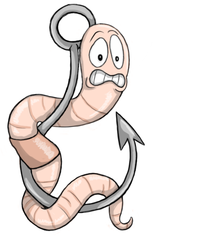 28 Collection Of Fishing Hook Worm Clipart - Worm On A Hook Clipart (894x894), Png Download