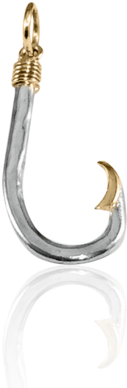 Marquesas Hook Pendant In Two-tone Sterling Silver - Body Jewelry (338x480), Png Download