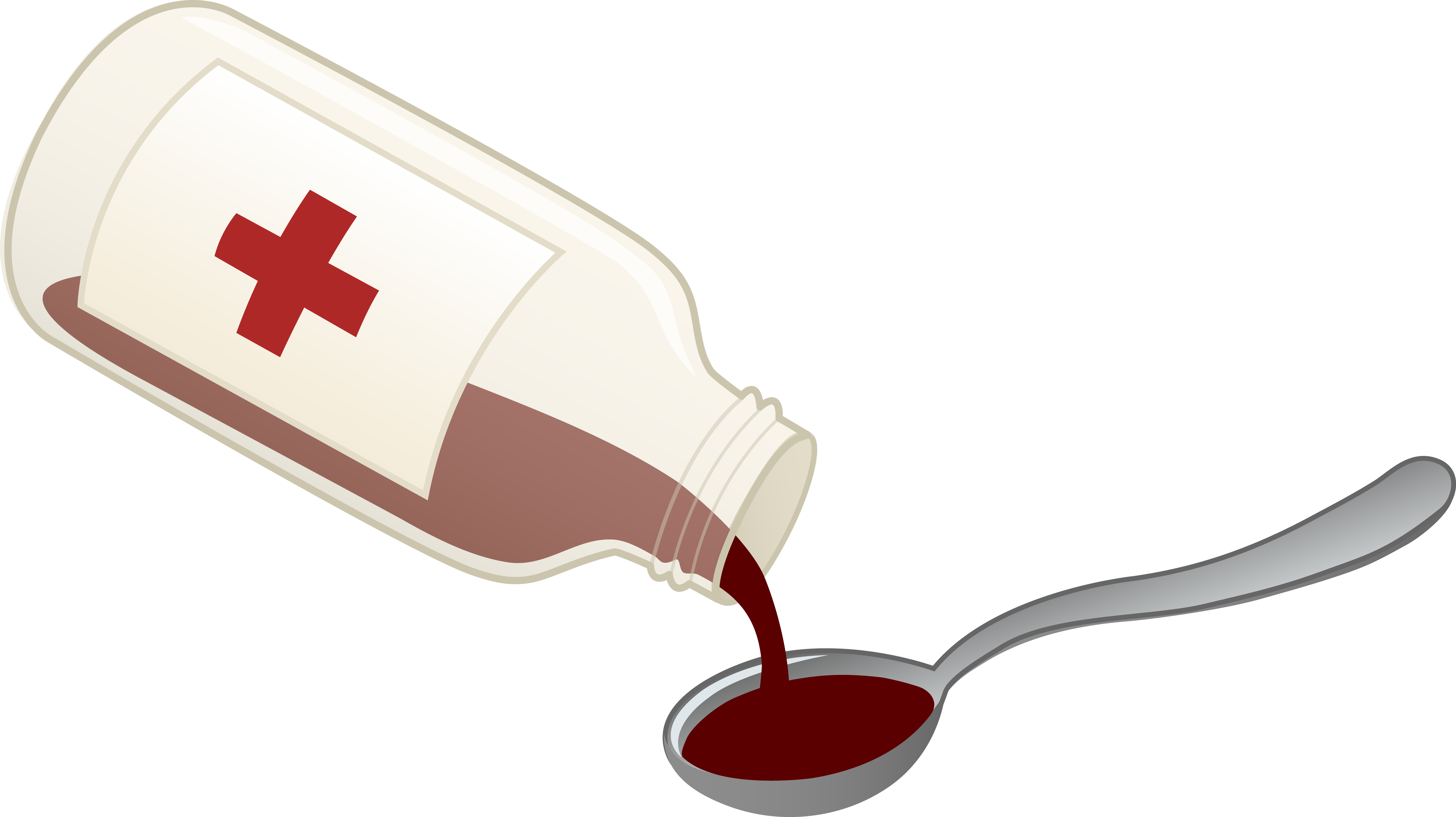 Cough Syrup And Spoon - Kids Medicine Clipart (7503x4211), Png Download