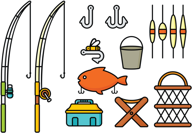 Fishing Rod And Tools Vectors - Caña De Pescar Vector (700x490), Png Download