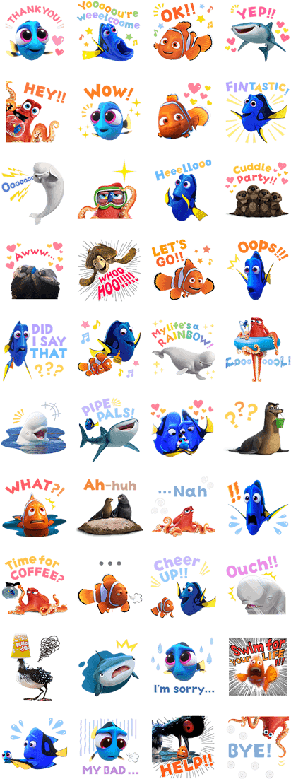 Finding Dory Stickers Line Stickers - Procurando Dory Mini Decoração C/14 - Regina (420x1121), Png Download