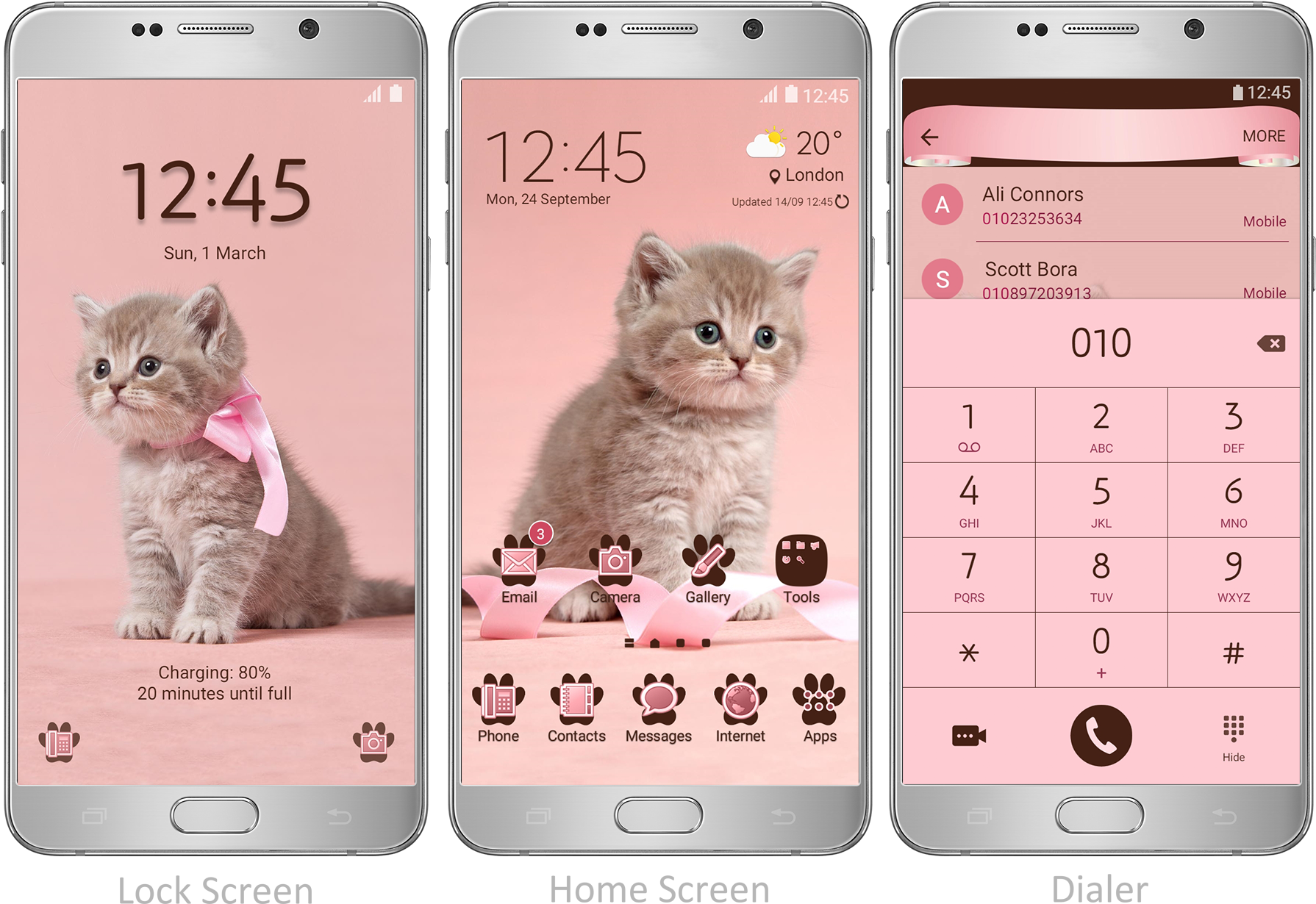 Cute Cat - Head Case Designs Kitten With Pink Bow Cats Soft Gel (1789x1240), Png Download