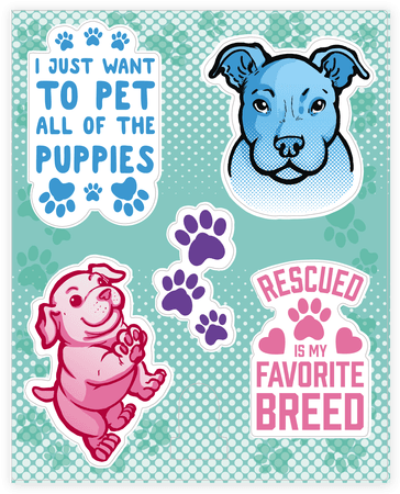 Cute Puppy Sticker/decal Sheet - Rescued Is My Favorite Breed Tote Bag: Funny Tote Bag (484x484), Png Download