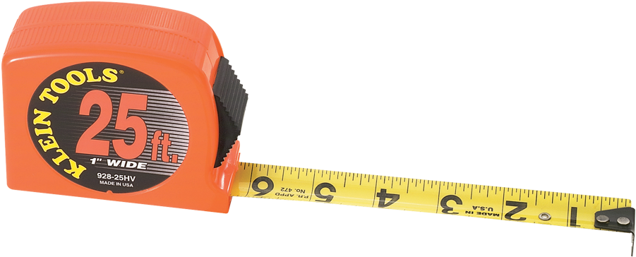 Png 92825hv - Klein Tools - Tape Measure 25 Ft High Visibility (1000x1000), Png Download