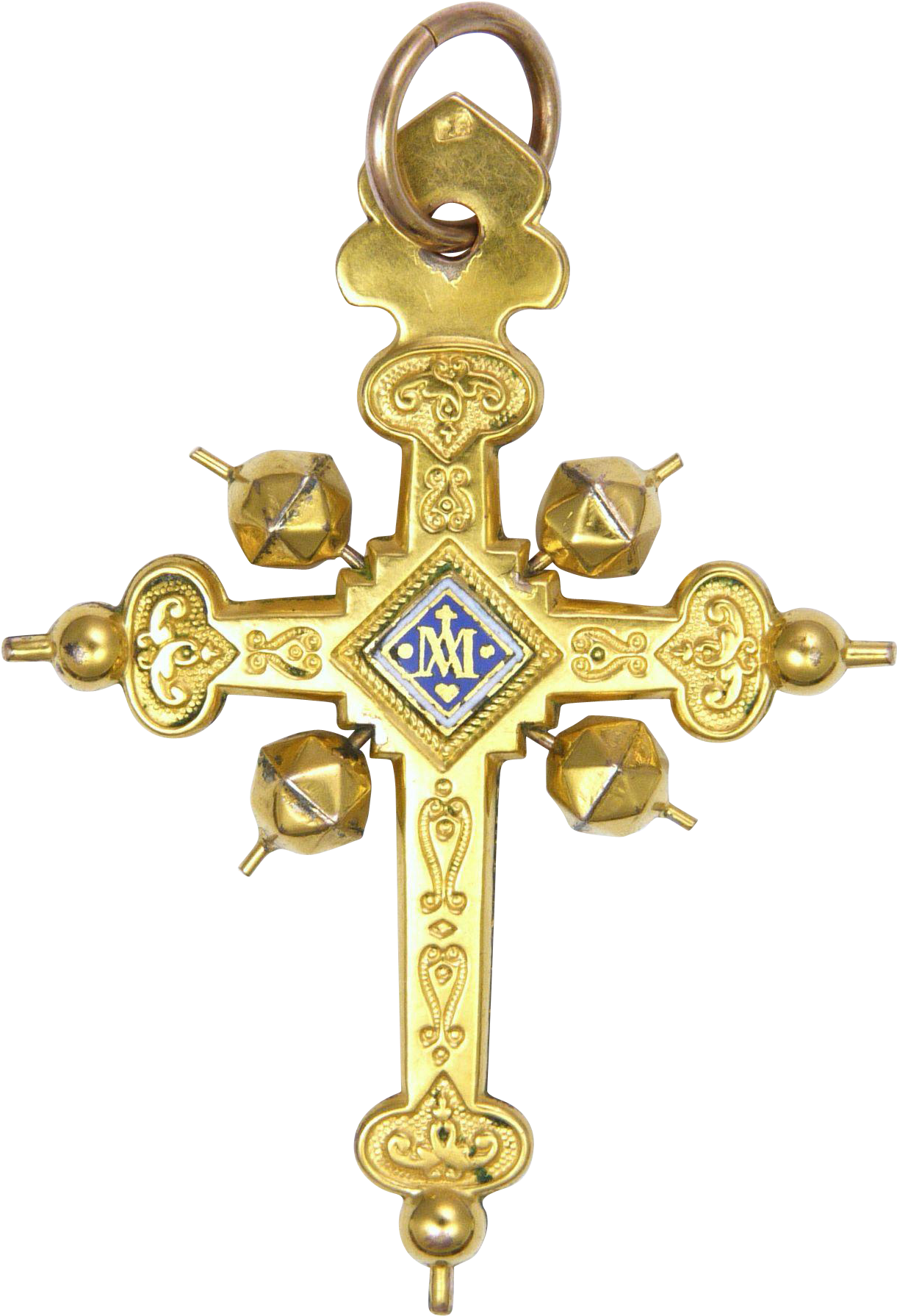 French Antique 18k Gold 'jeannette' Cross Pendant - Jewellery (1789x1789), Png Download