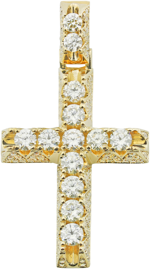 Gold Cross Pendant With Diamonds (1000x1000), Png Download