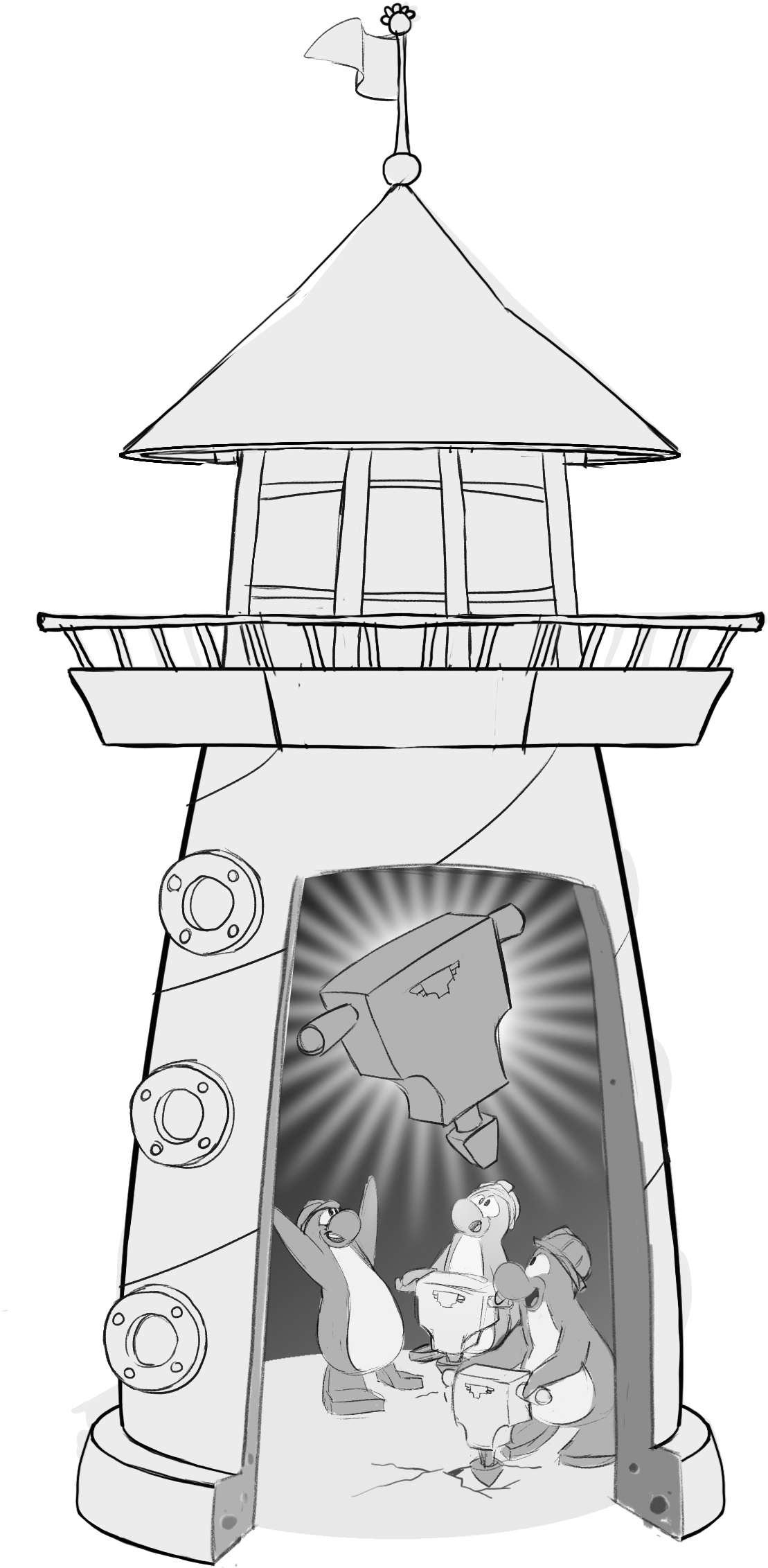 Lighthouse Fornewsfeed Jackhammer - Cartoon (1281x2550), Png Download