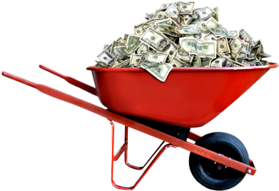 Pile Of Money Psd36108 - Wheelbarrow Full Of Cash (400x305), Png Download