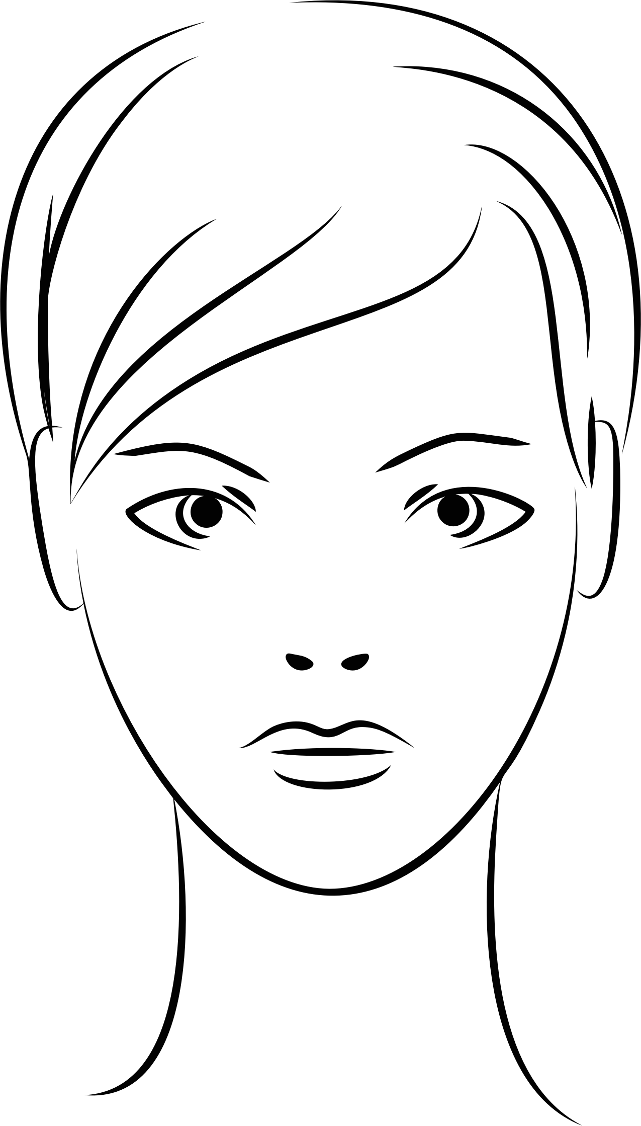 Clip Art Stock Female Line Art Big Image Png - Dibujo De Cara (1275x2238), Png Download