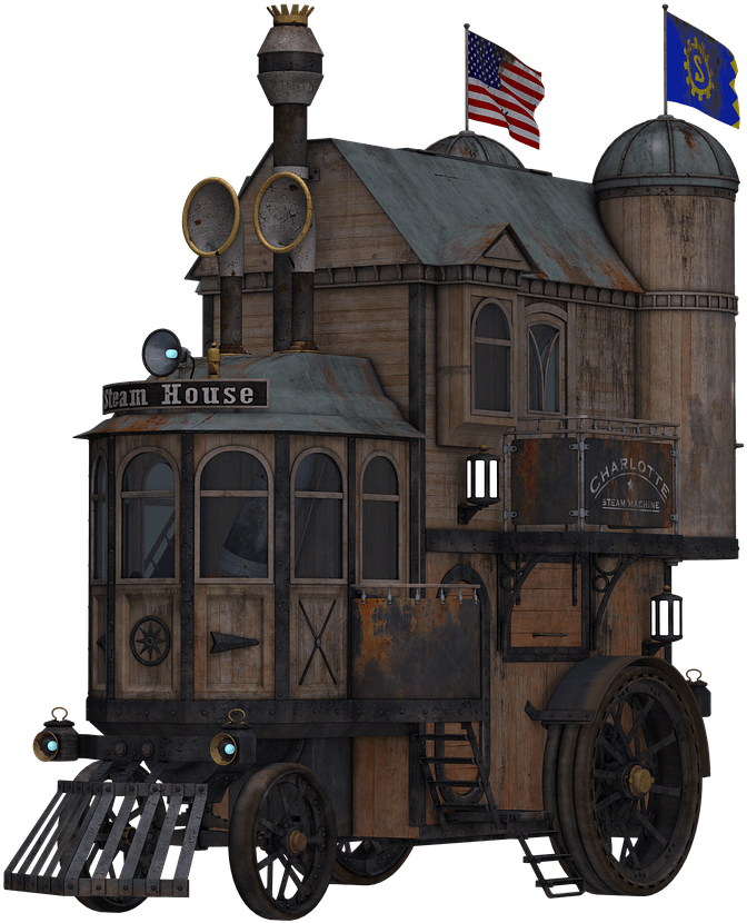 Steampunk Locomotive Side View - Steampunk House Train Mugs (1280x960), Png Download