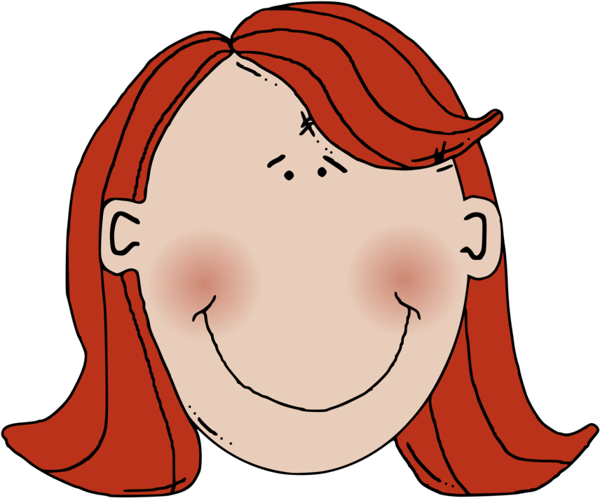 Woman Clip Art Women Face Girl Smiley - Cartoon Girl With Red Hair (896x750), Png Download