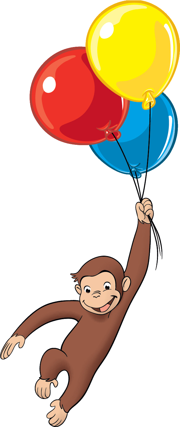 Curious George Balloons Png - Jorge El Curioso Con Globos (578x1437), Png Download