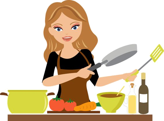 Personnages, Illustration, Individu, Personne, Gens - Cooking In Kitchen Clipart (564x417), Png Download