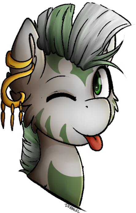 Deraniel, Bust, Green Eyes, Jewelry, Mlem, Oc, Oc - Cartoon (501x733), Png Download