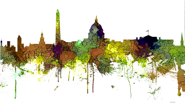Click And Drag To Re-position The Image, If Desired - Trademark Art Marlene Watson 'washington Dc Skyline (600x400), Png Download