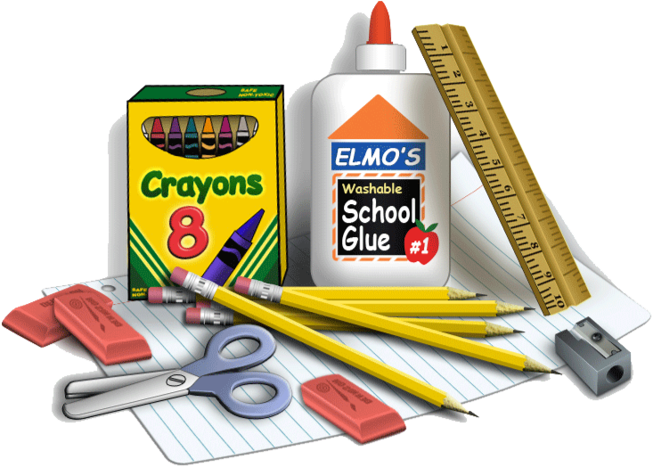 Back To School Supplies Png Clip Art Black And White - School Supply (754x545), Png Download