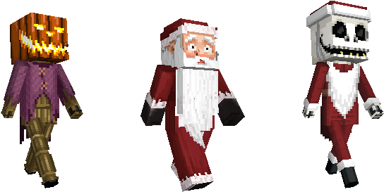 Here Is A Look At These Skins - Nightmare Before Christmas Minecraft Mashup Pack (748x421), Png Download