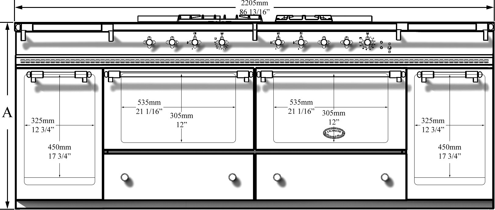 Sully - 6 Burner Cooker Dimensions (1624x690), Png Download