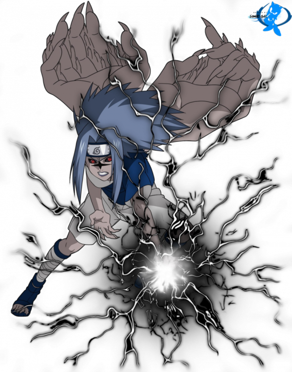 Dark Chidori - Sasuke Uchiha Curse Mark (600x763), Png Download