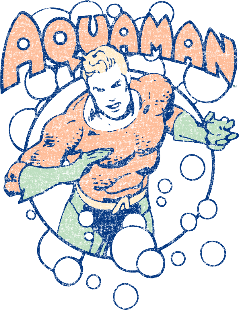 Dc Comics Bubbles Men's Heather T-shirt - Aquaman (850x1142), Png Download