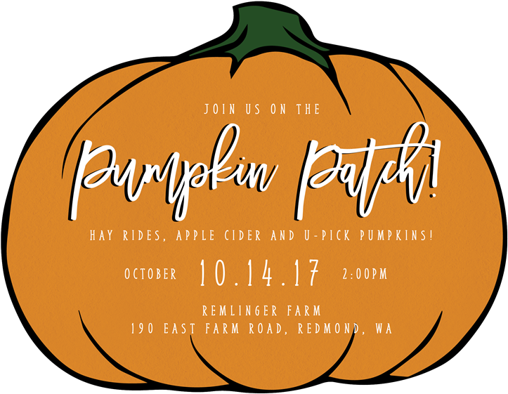 Pumpkin Patch Invitation - Pumpkin (810x570), Png Download