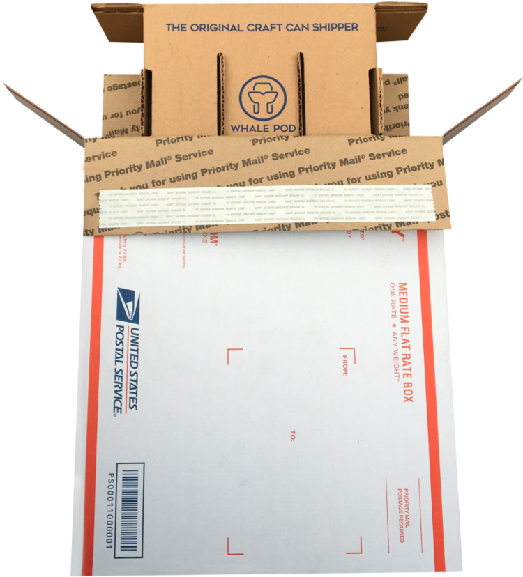 6 Pack Usps Flat Rate Whale Pod Shipper Whale Pod Shipper - United States Postal Service (837x837), Png Download
