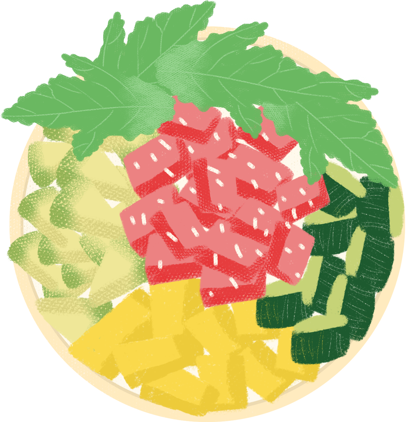 Viento Dibujado A Mano Dibujos Animados Comida Plato - Seedless Fruit (2000x2000), Png Download