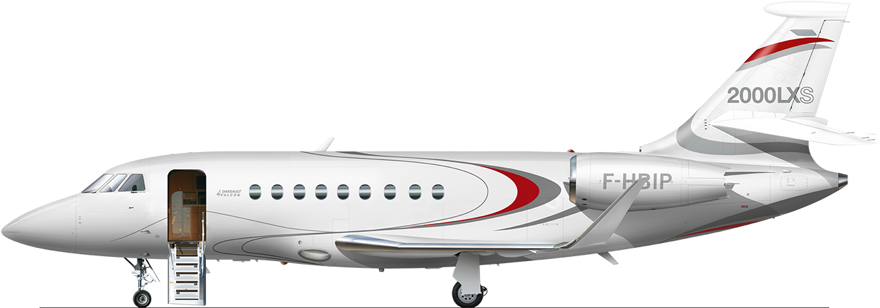 132b Falcon2000lxs 2018usb55 A4 - Dassault Falcon 20005 (1280x470), Png Download