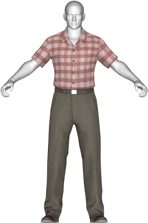 Checkered Shirt And Slacks - Standing (1200x756), Png Download