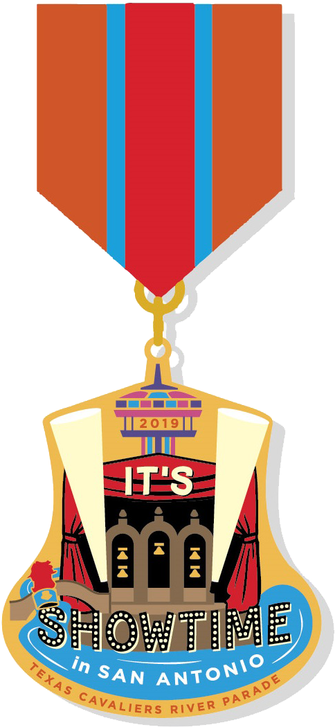 2019 Its Showtime In San Antonio River Parade Medal (504x1060), Png Download