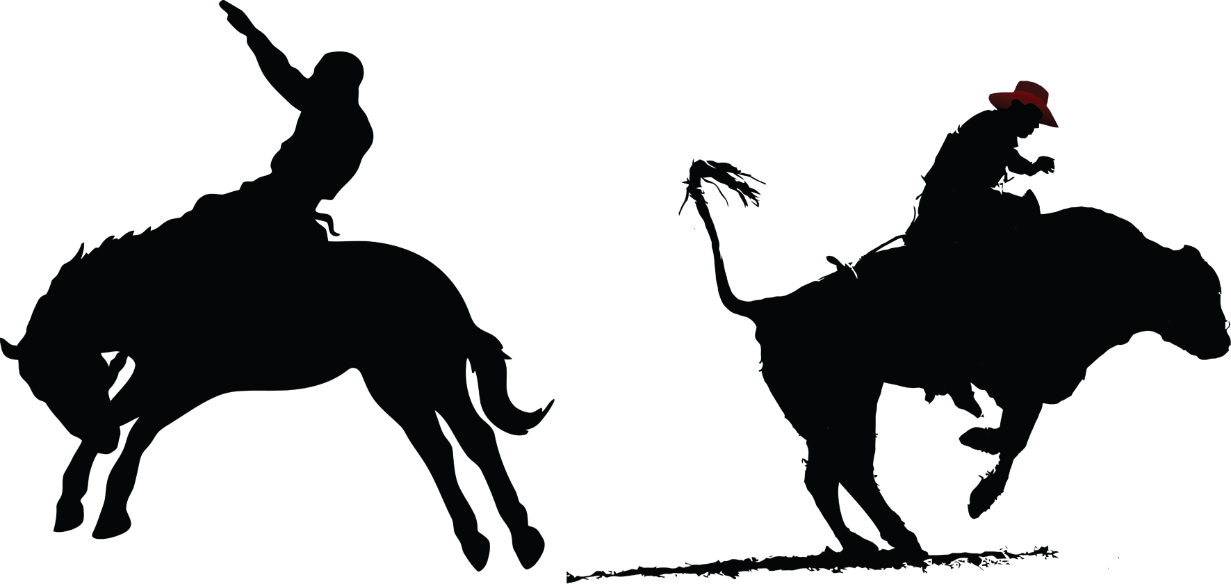 Rodeo Graphics - Bull Rider Outline (1771x840), Png Download