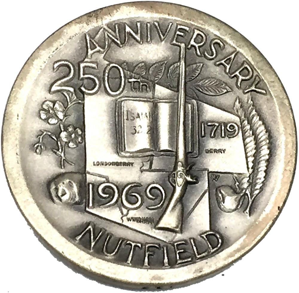 Nutfield 250th Medal Silver - Dime (1000x978), Png Download