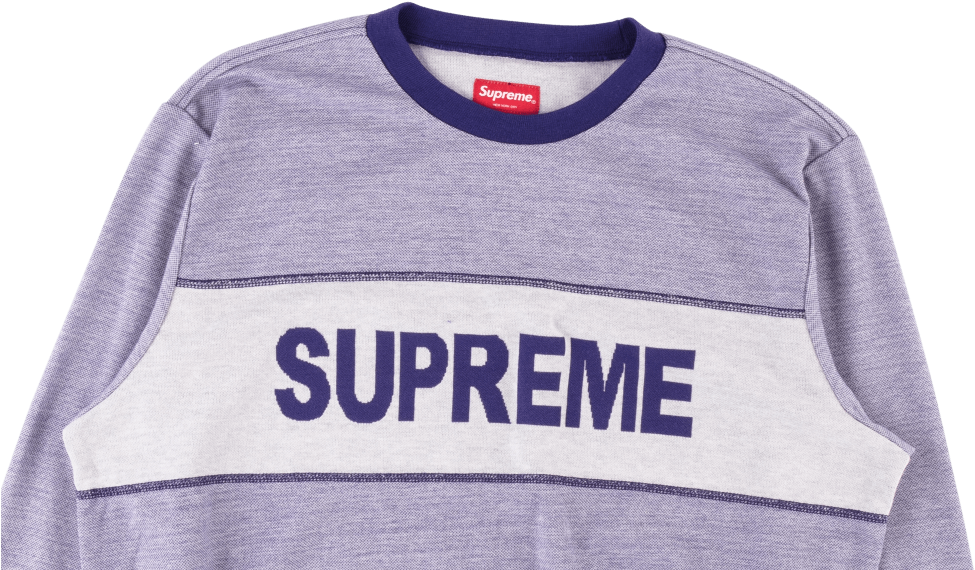 Supreme Tonal Stripe Logo Crewneck (1000x600), Png Download