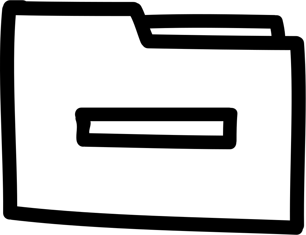 Delete Folder Hand Drawn Symbol Outline With Minus - Hand Drawn Folder Icon (981x754), Png Download
