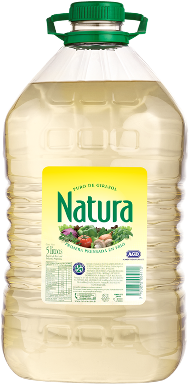 Aceite Puro De Girasol Natura 5000 Ml - Aceite Natura (419x800), Png Download