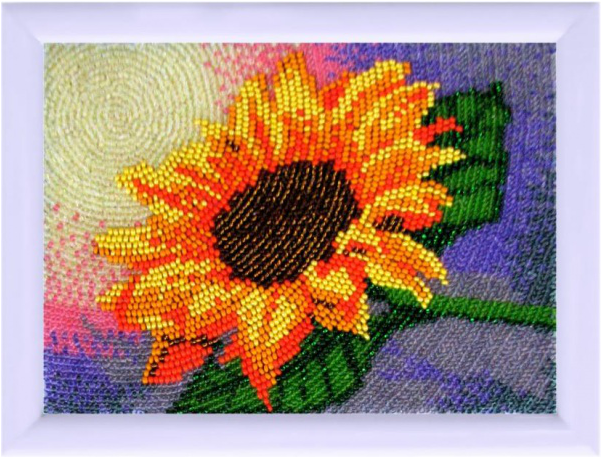 Kit De Bordado, Punto De Cruz, Esquema Para El Bordado - Вышивка Бисером Подсолнух (600x600), Png Download