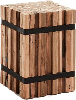 Puff Bloque De Madera - Bijzettafel Teakhout (860x1115), Png Download