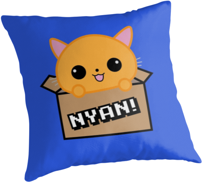 Super Kawaii Kitty Cat Cute By Mikekunak - Throw Pillow (875x875), Png Download