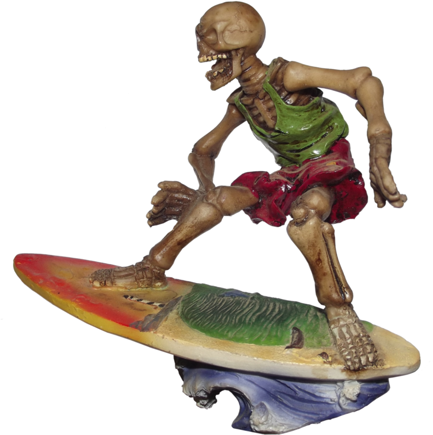 Clear Cut Png By Travail De Lame - Skeleton On A Surfboard (878x910), Png Download