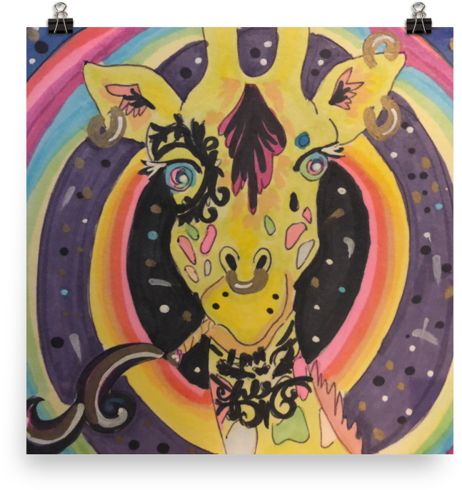 Ricky Blaze Giraffe - Painting (1000x1000), Png Download