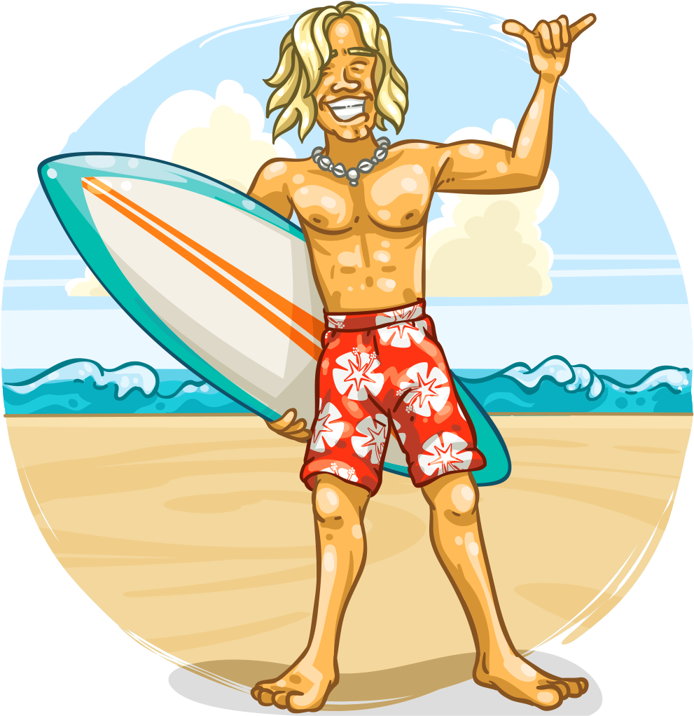 Picture Free Stock Item Detail Itembrowser Surfs Up - Surfer Dude Cartoon (1024x1024), Png Download