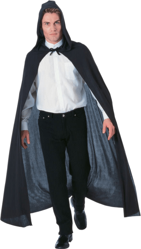 Black Full Length Hooded Cape - Capa Del Fantasma De La Opera (600x951), Png Download