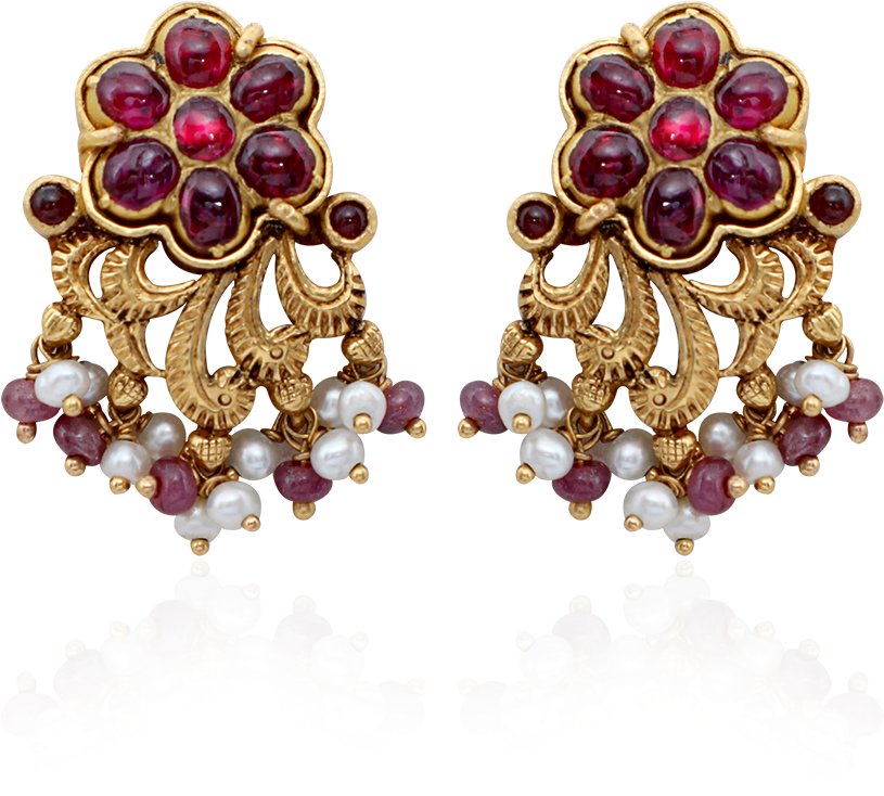 Graceful Antique Ruby Earrings (1000x1000), Png Download