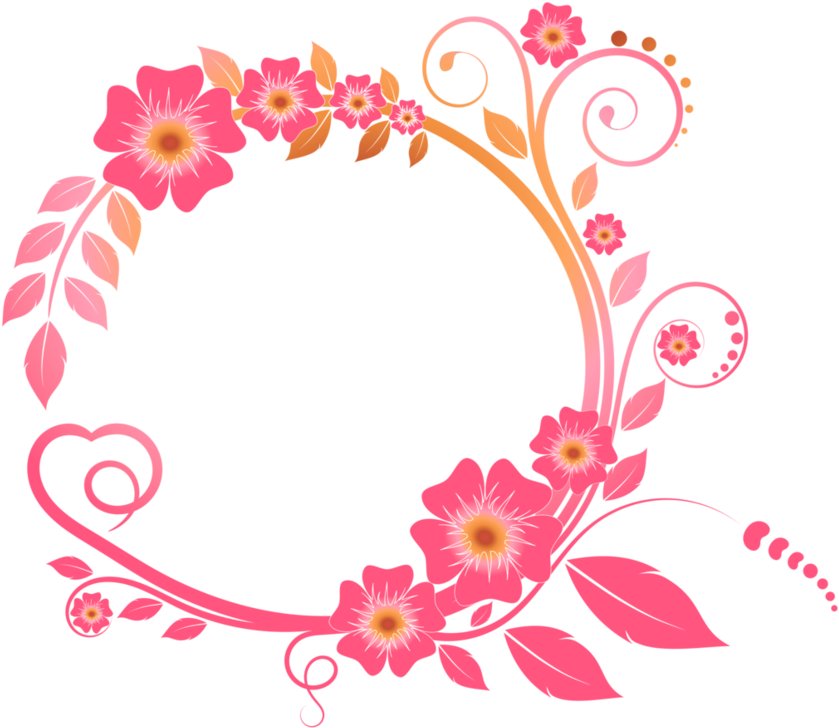 Colored Floral Png High-quality Image - Floral Black And White Frame Border (1063x752), Png Download