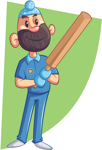 Punjabi Sardar With Bat - Cartoon (618x618), Png Download