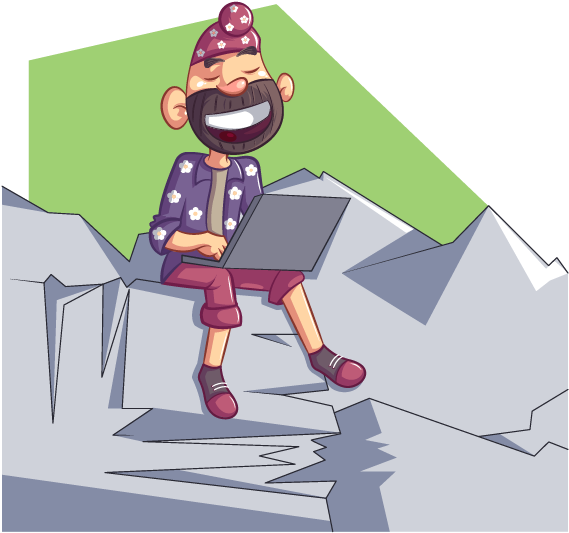 Punjabi Sardar Working On Laptop - Illustration (618x618), Png Download